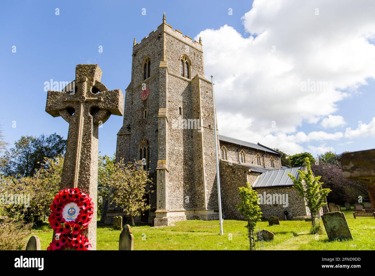 The church of St. Mary`s in the North Norfolk village of Brancaster. Stock Photo